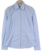 SUISTUDIO Women's Shirt 40R Blue Striped Stretch Cotton Smart Casual Top