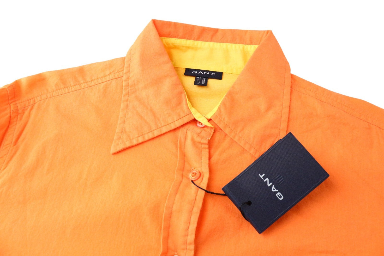 GANT Men's Casual Shirt EU40 UK14 Orange Cotton Button-Up Smart Long Sleeve