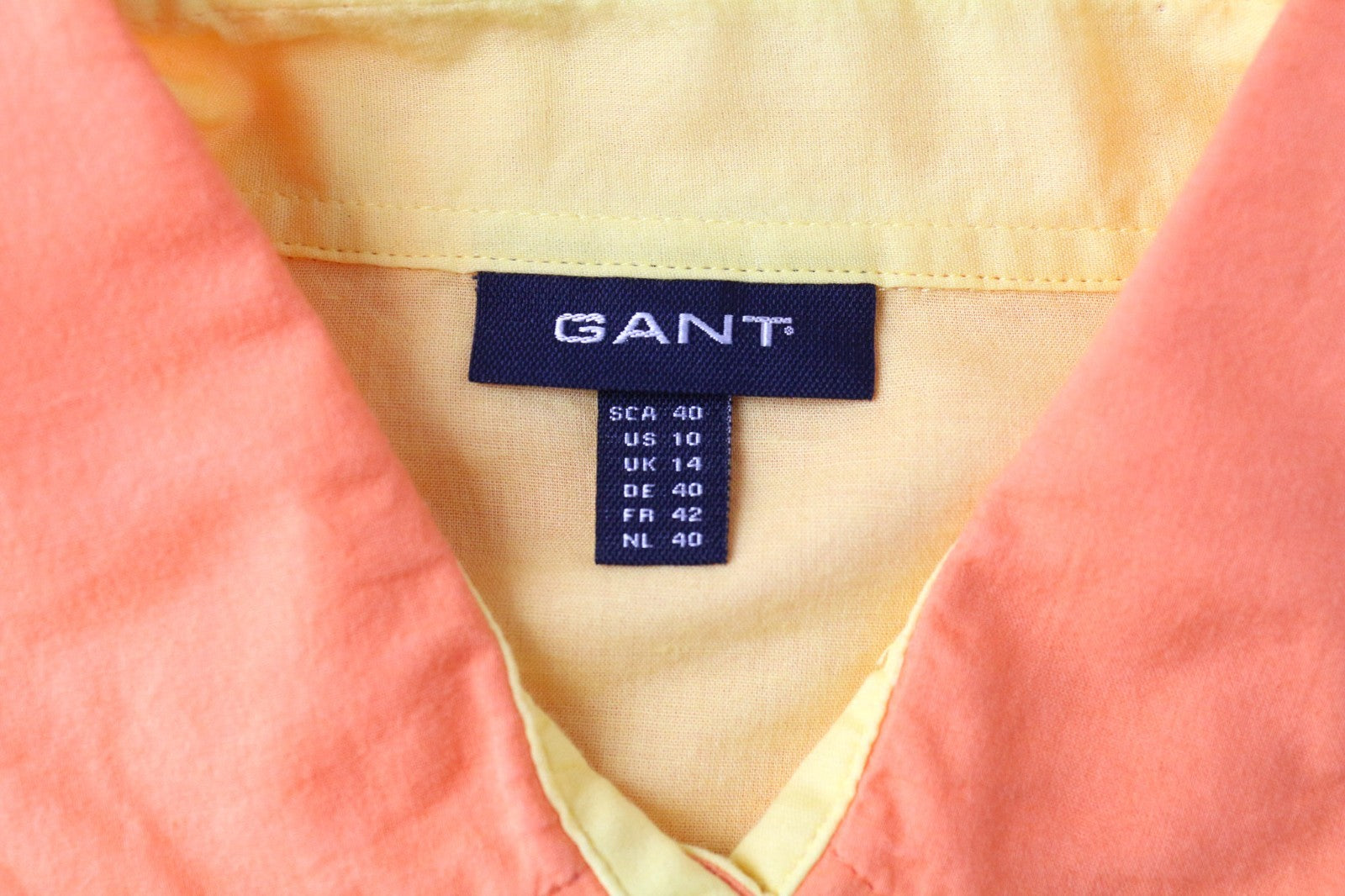 GANT Men's Casual Shirt EU40 UK14 Orange Cotton Button-Up Smart Long Sleeve