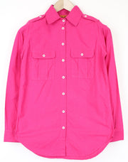 GOOD GENES Women's Shirt S Pink Casual Collared Cotton Long Sleeve Top