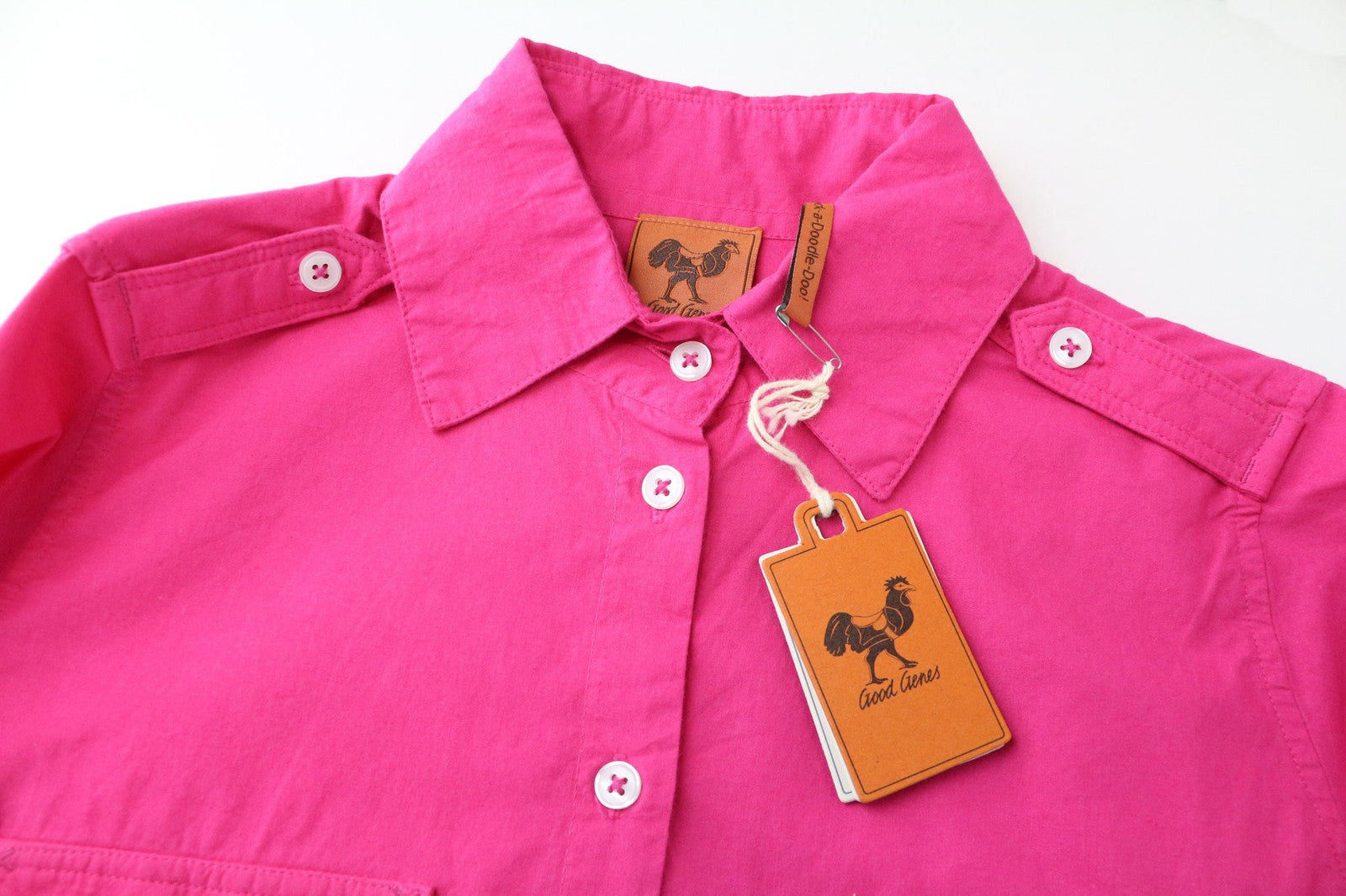 GOOD GENES Women's Shirt S Pink Casual Collared Cotton Long Sleeve Top