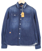 GOOD GENES Women's Shirt S Blue Washed Denim Cotton Button-Up Long Sleeve