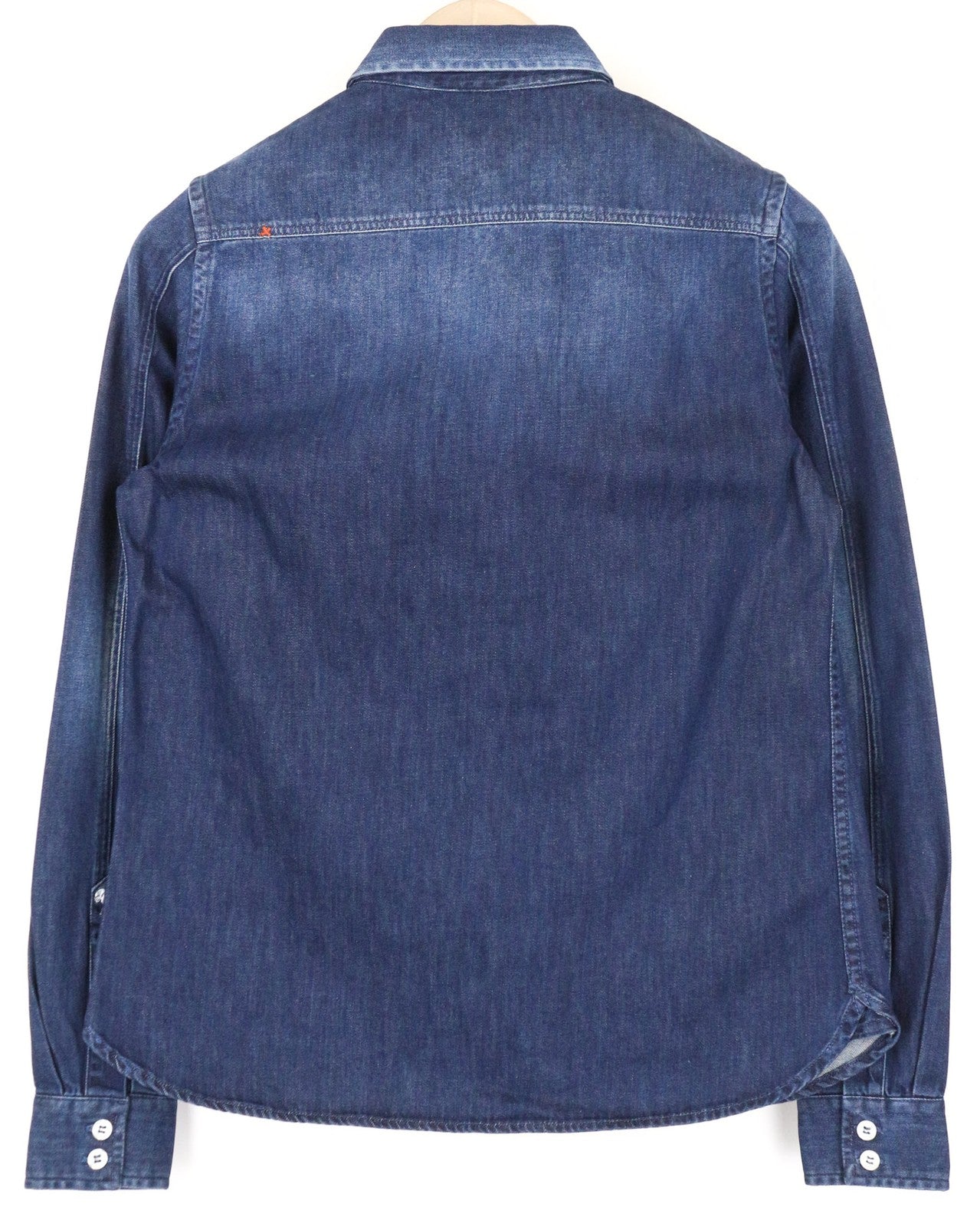 GOOD GENES Women's Shirt S Blue Washed Denim Cotton Button-Up Long Sleeve