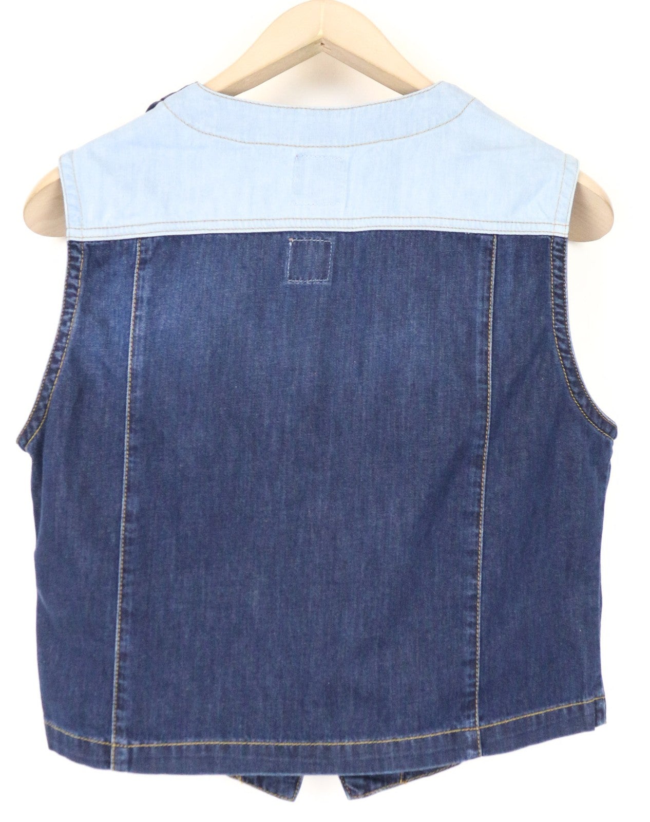 GOOD GENES Haily Women's Denim Vest L Blue Washed Pure Cotton Sleeveless