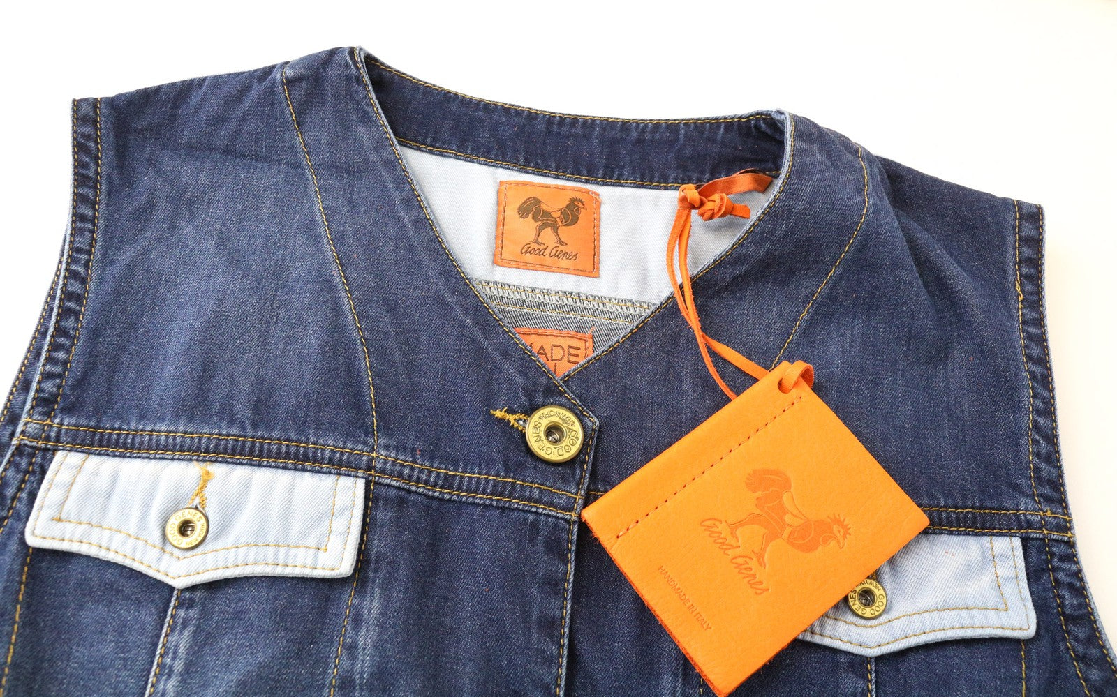 GOOD GENES Haily Women's Denim Vest L Blue Washed Pure Cotton Sleeveless