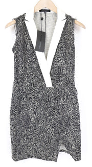 FRANKIE MORELLO Women's Dress 38 Black Sleeveless Jacquard Cotton Blend