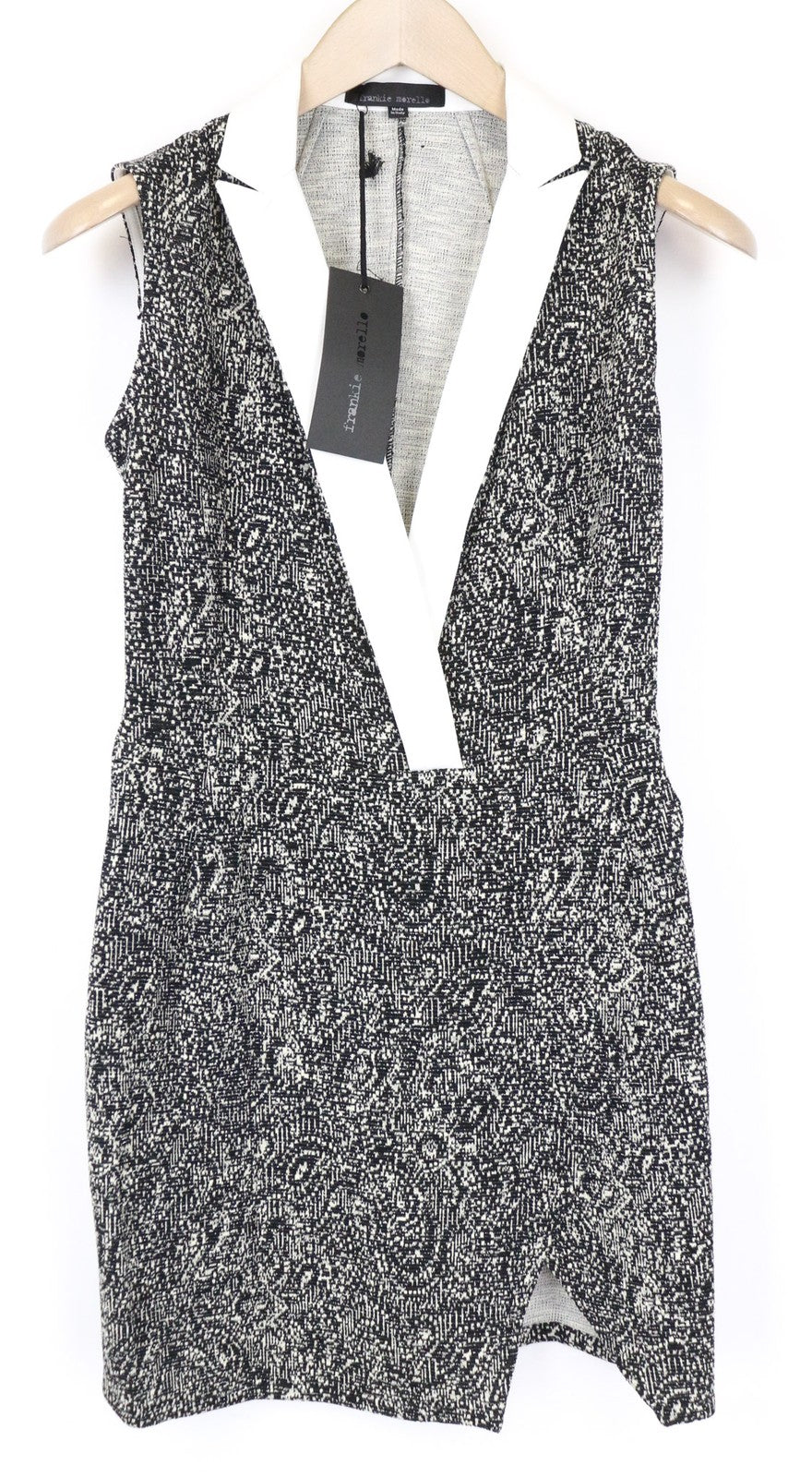 FRANKIE MORELLO Women's Dress 38 Black Sleeveless Jacquard Cotton Blend