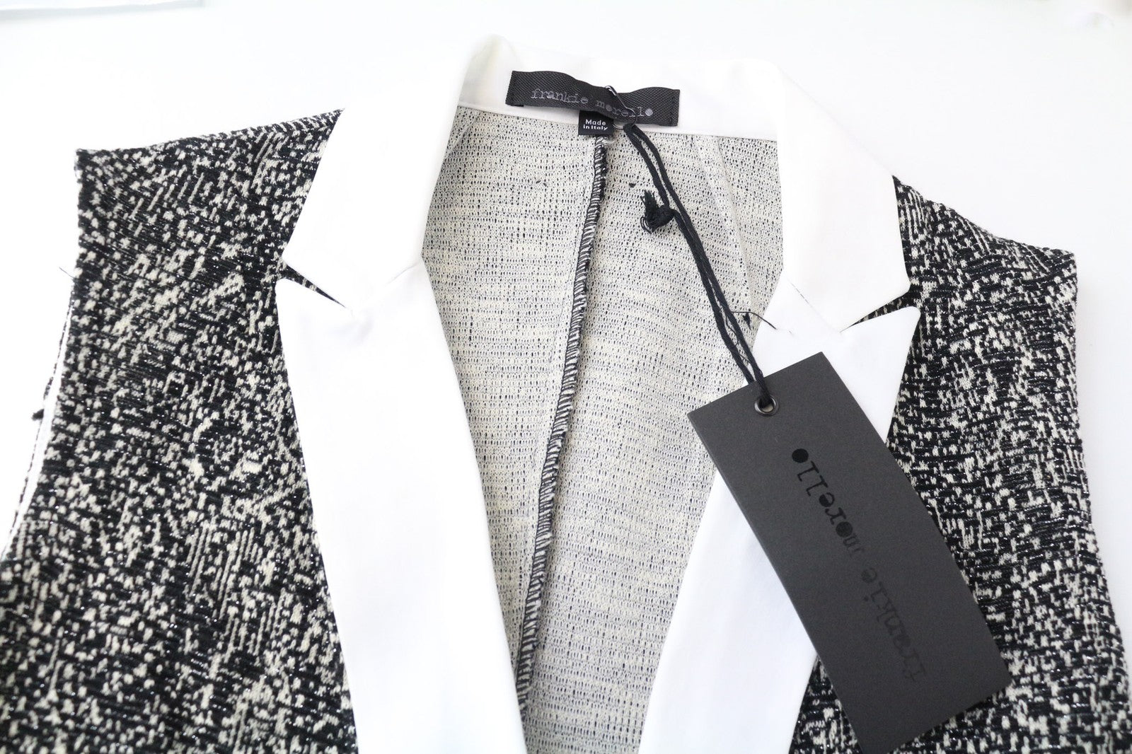 FRANKIE MORELLO Women's Dress 38 Black Sleeveless Jacquard Cotton Blend