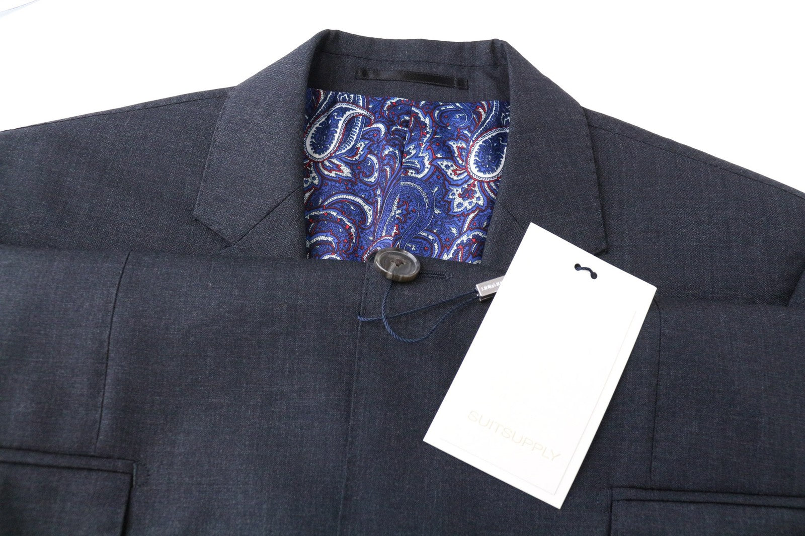 SUITSUPPLY Lazio Men's Blazer UK40L Dark Grey Wool Lined Single-Breasted