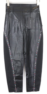 FRANKIE MORELLO Rog Women's Trousers 40 UK8 Black Studded Faux Leather Pants