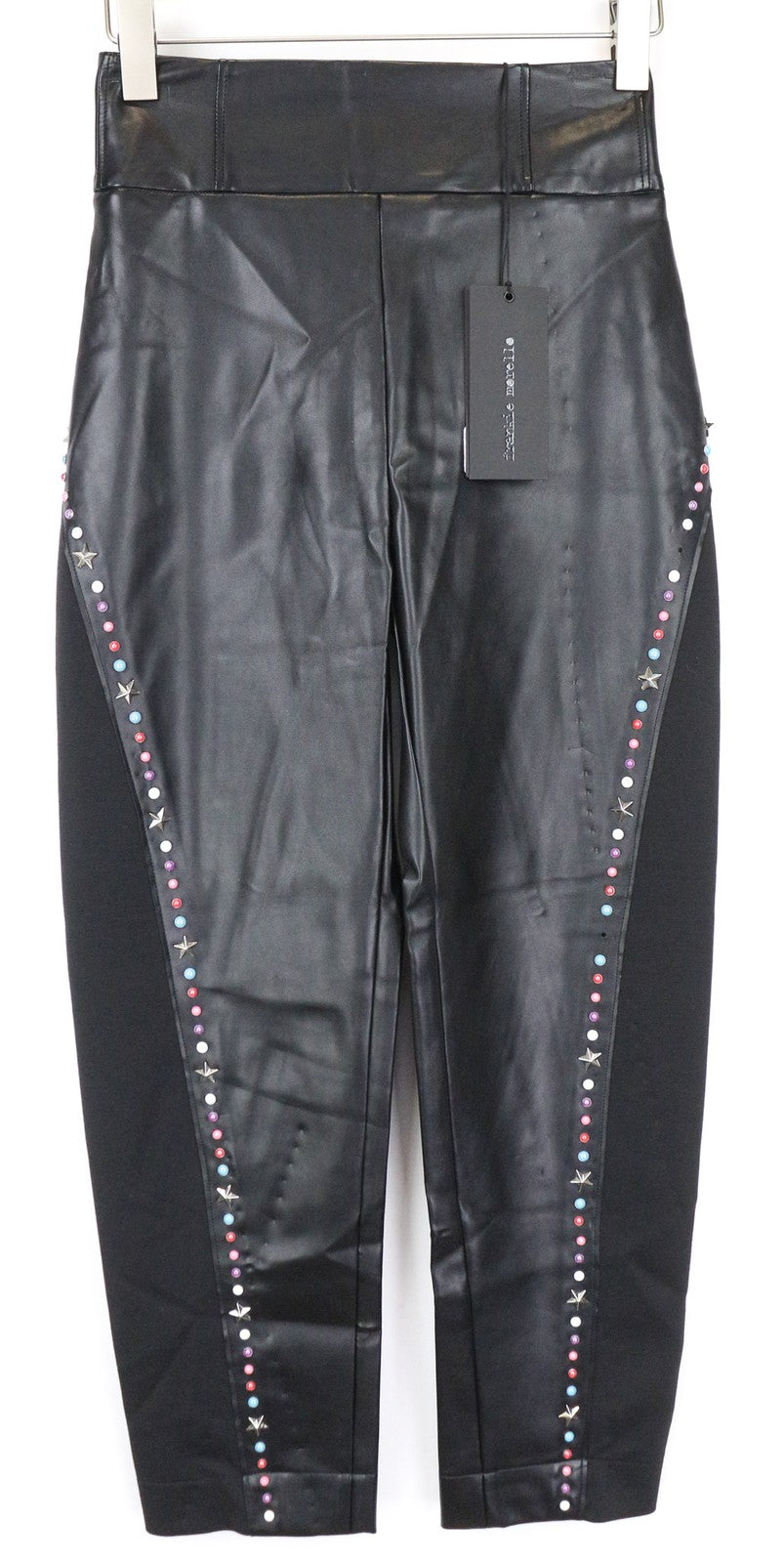 FRANKIE MORELLO Rog Women's Trousers 40 UK8 Black Studded Faux Leather Pants
