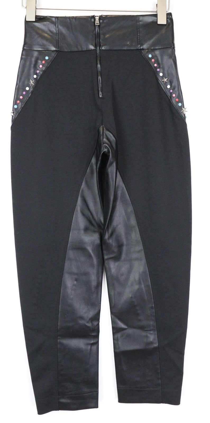 FRANKIE MORELLO Rog Women's Trousers 40 UK8 Black Studded Faux Leather Pants