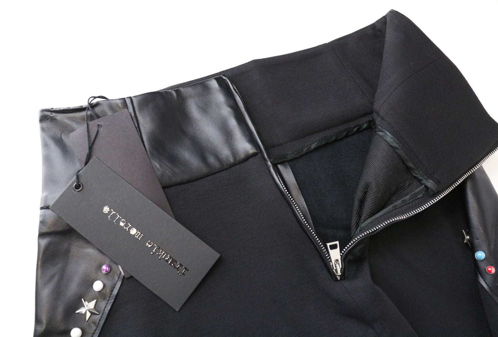 FRANKIE MORELLO Rog Women's Trousers 40 UK8 Black Studded Faux Leather Pants