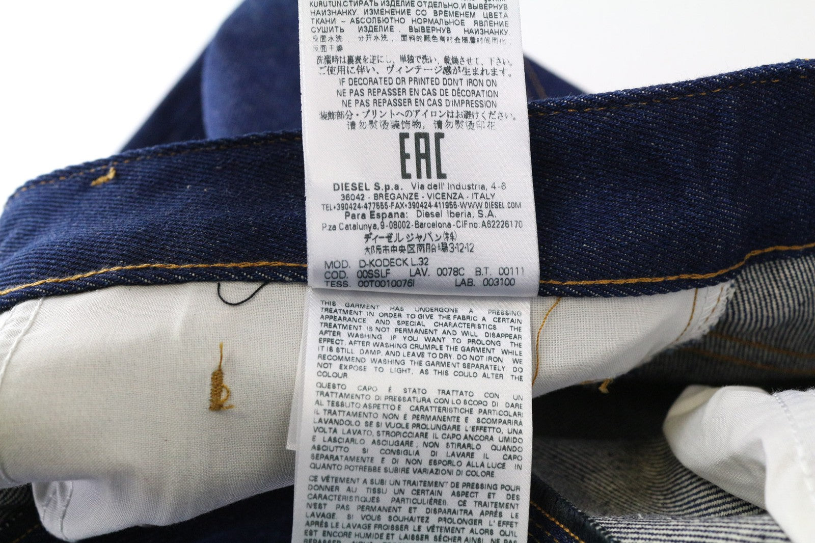 DIESEL D-Kodeck 0078C Men's Jeans W28/L32 Blue Straight Button-Fly Cotton