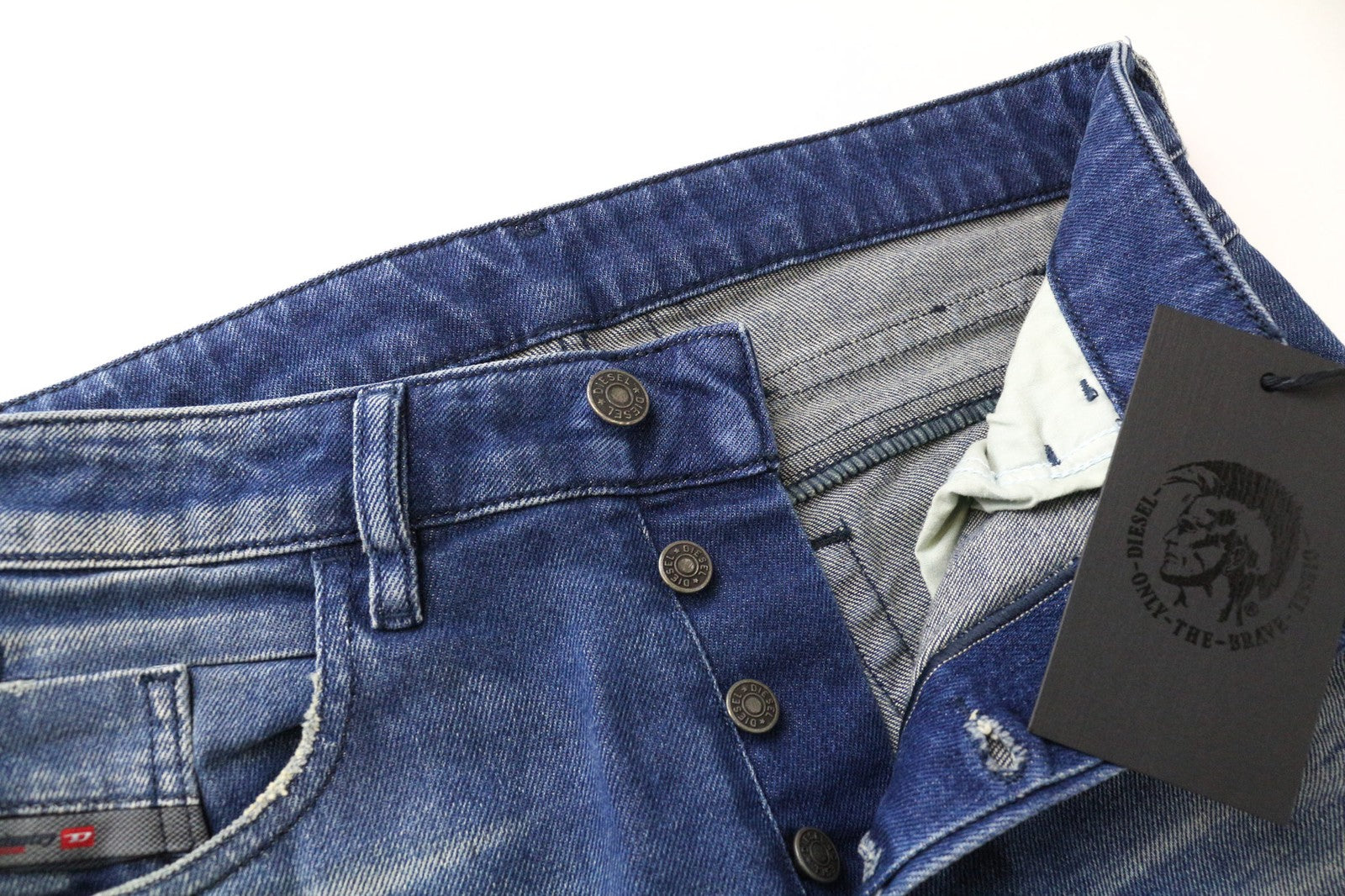 DIESEL D-Bazer 0090D Men's Jeans W28/L32 Blue Cotton Stretch Washed Tapered