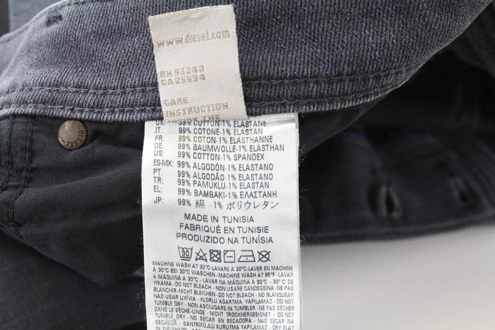 DIESEL Belther 0859X Men's Jeans W32/L32 Slim Tapered Grey Cotton Stretch Fit