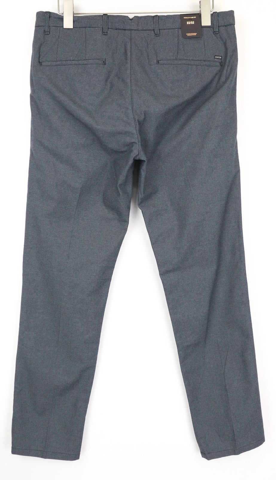 SCOTCH & SODA Stuart Men's Trousers W32/L32 Blue Slim Pleated Cotton Pants