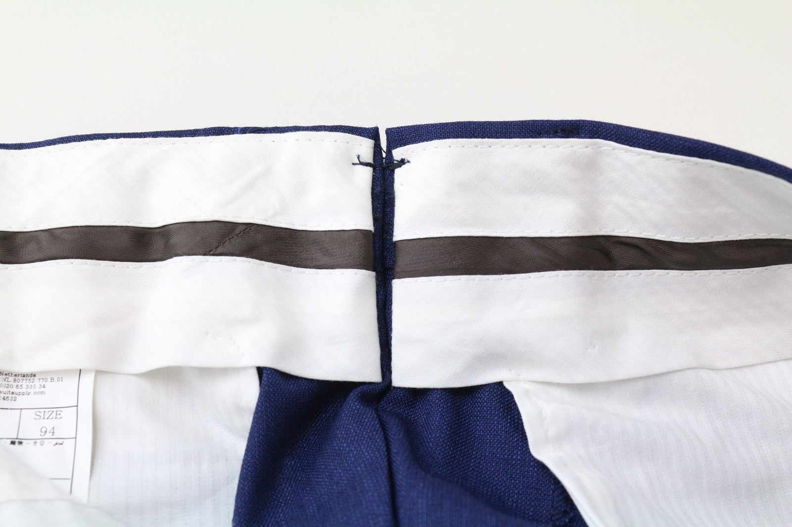 SUITSUPPLY Brescia Men's Trousers UK38L Blue Wool Pleated Lined Classic Fit