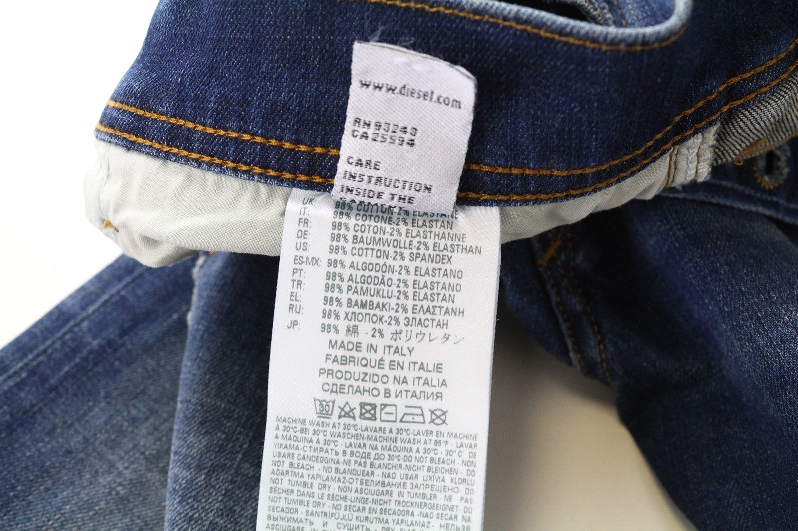 DIESEL Tepphar 084TX Men's Jeans W28/L32 Slim Carrot Blue Cotton Ripped Wash