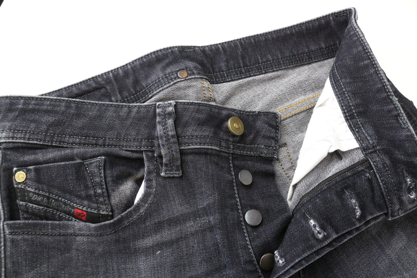 DIESEL Larkee 087AM Men's Jeans W27/L32 Straight Regular Grey Cotton Stretch