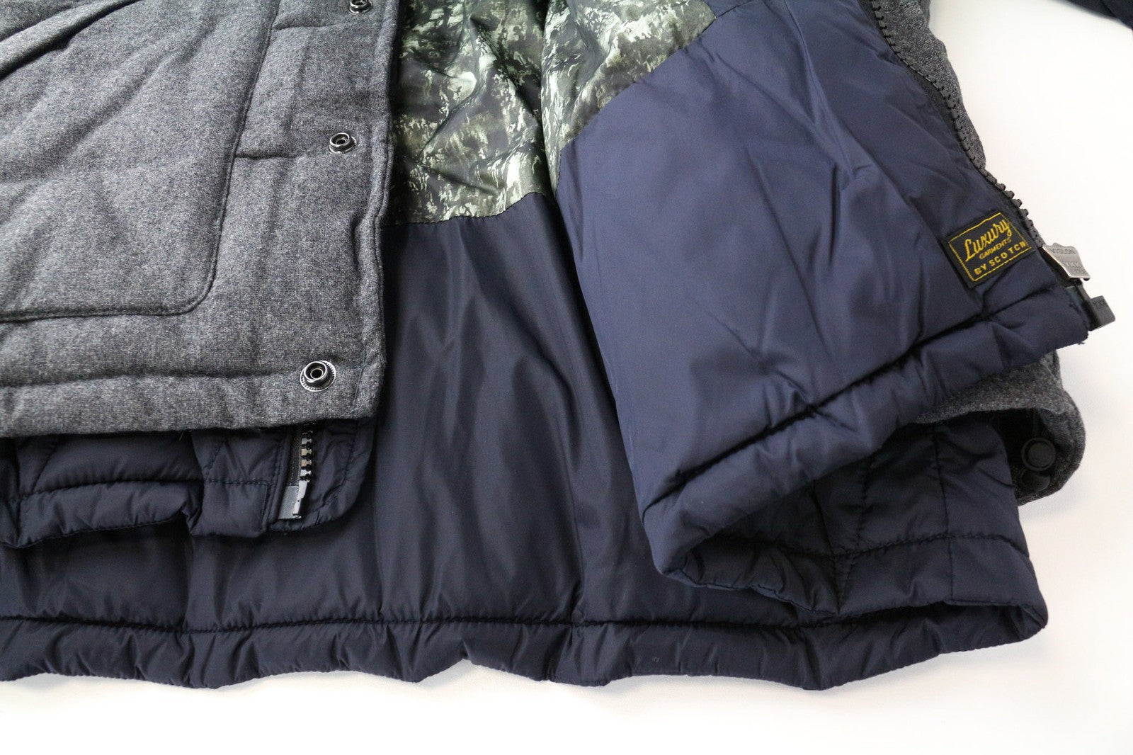 SCOTCH & SODA Ams Couture Men's Jacket XL Grey Navy Wool Blend Hooded Vest