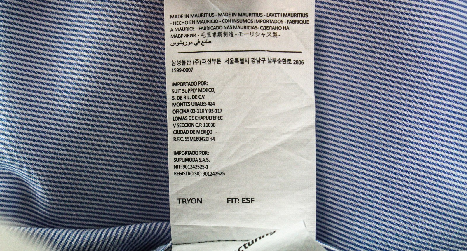 SUITSUPPLY Men's Formal Shirt 43/17 Blue Striped Cotton Slim Cut Extra Slim Fit