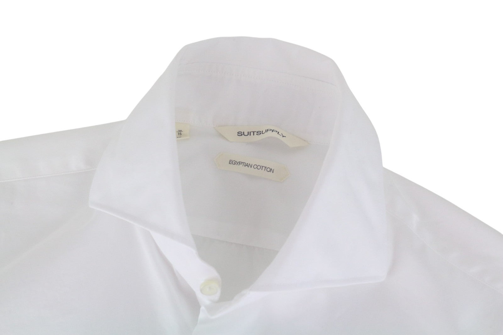 SUITSUPPLY Men's Formal Shirt 38/15 White Pure Cotton Classic Slim Button-Up