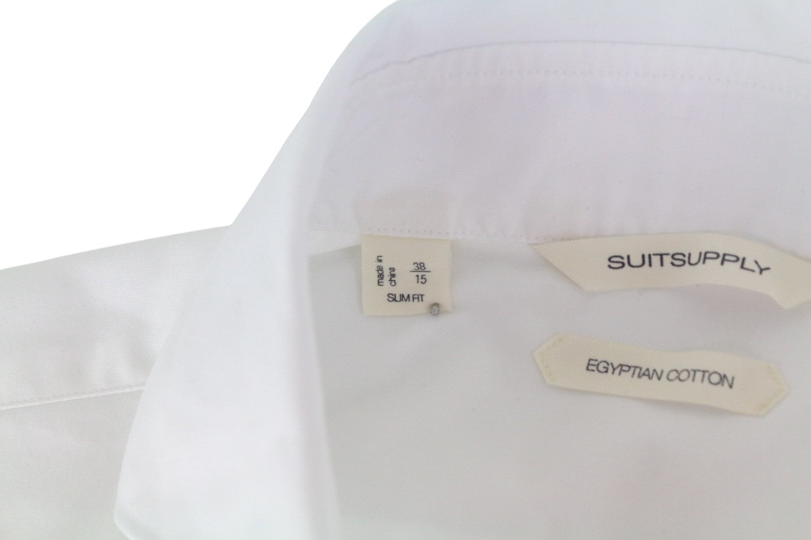 SUITSUPPLY Men's Formal Shirt 38/15 White Pure Cotton Classic Slim Button-Up