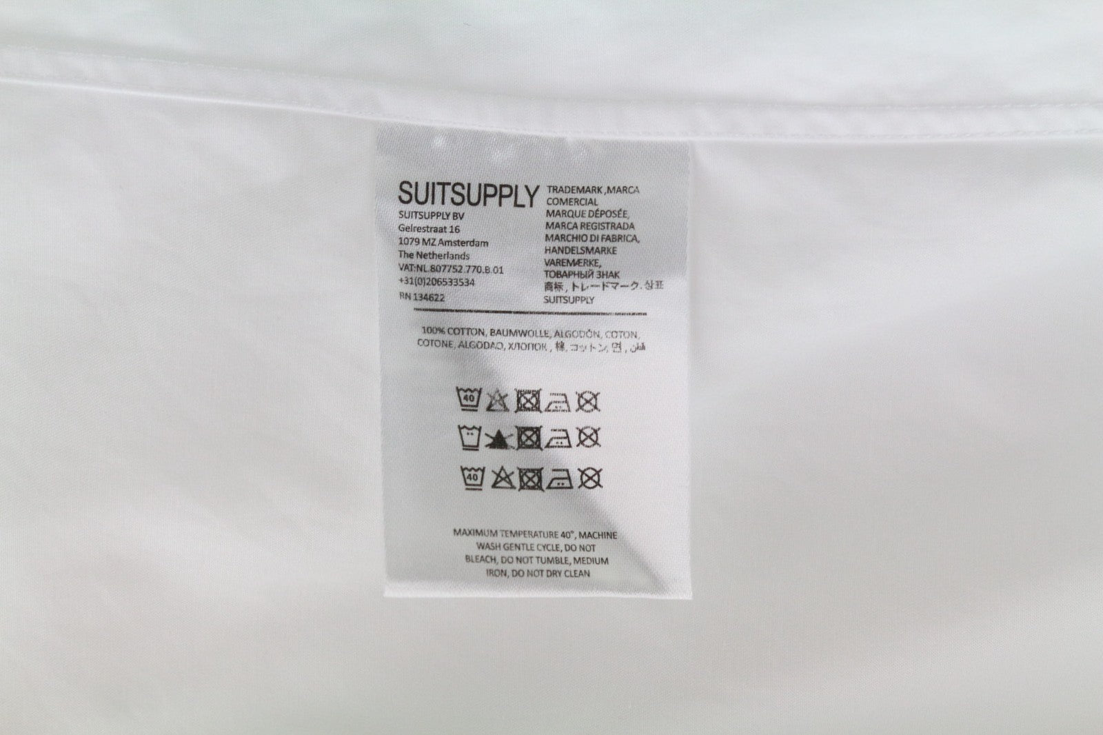 SUITSUPPLY Men's Formal Shirt 38/15 White Pure Cotton Classic Slim Button-Up