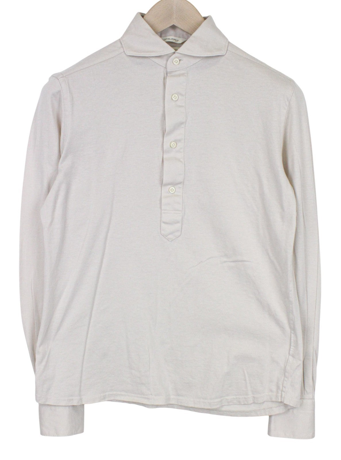 SUITSUPPLY Men's Shirt 37/14 1/2 Polo Beige Egyptian Cotton Extra Slim