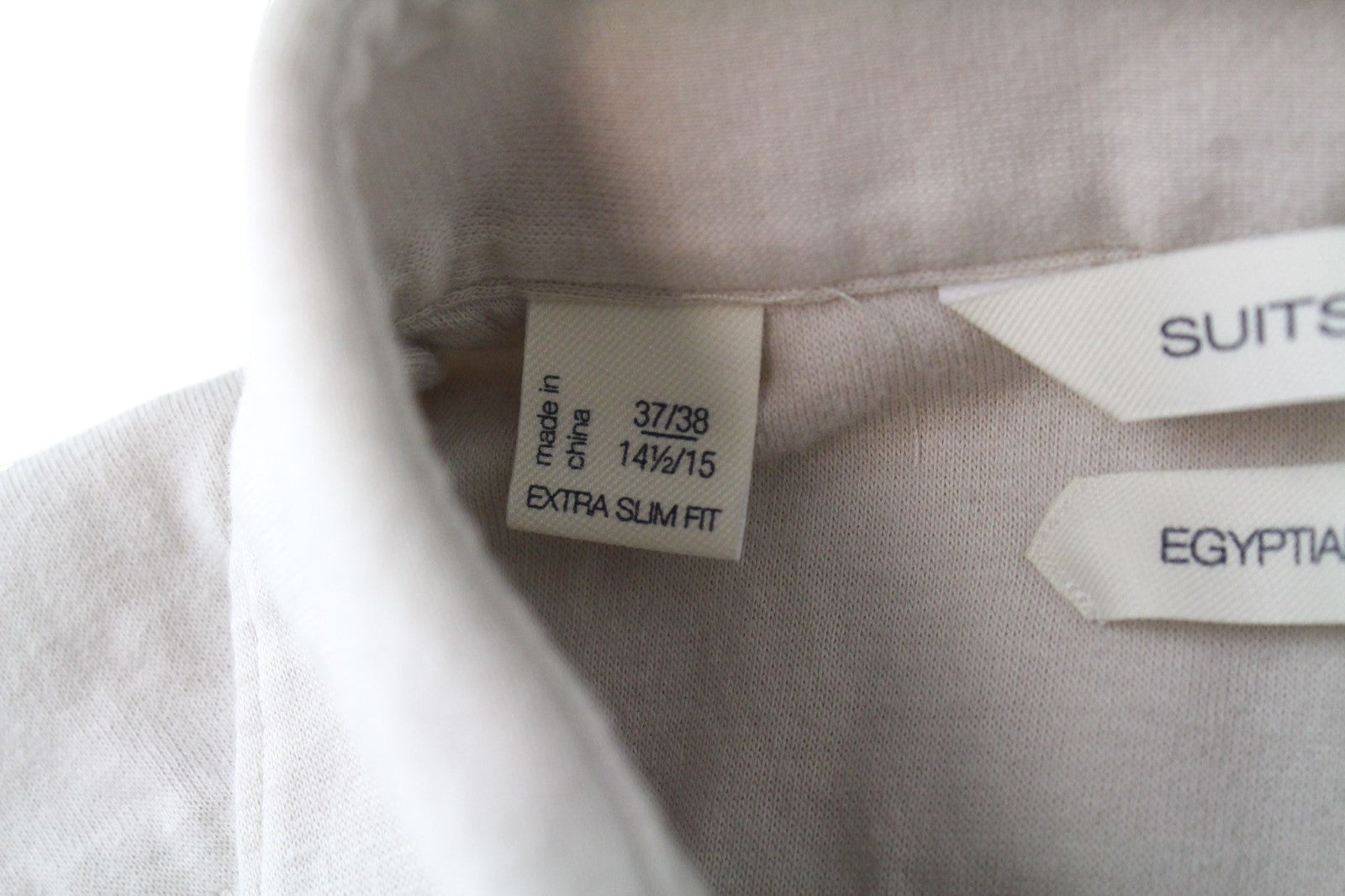 SUITSUPPLY Men's Shirt 37/14 1/2 Polo Beige Egyptian Cotton Extra Slim