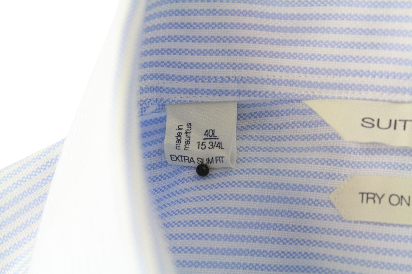 SUITSUPPLY Men's Formal Shirt 40L/15 3/4L Blue Striped Cotton Extra Slim Try On