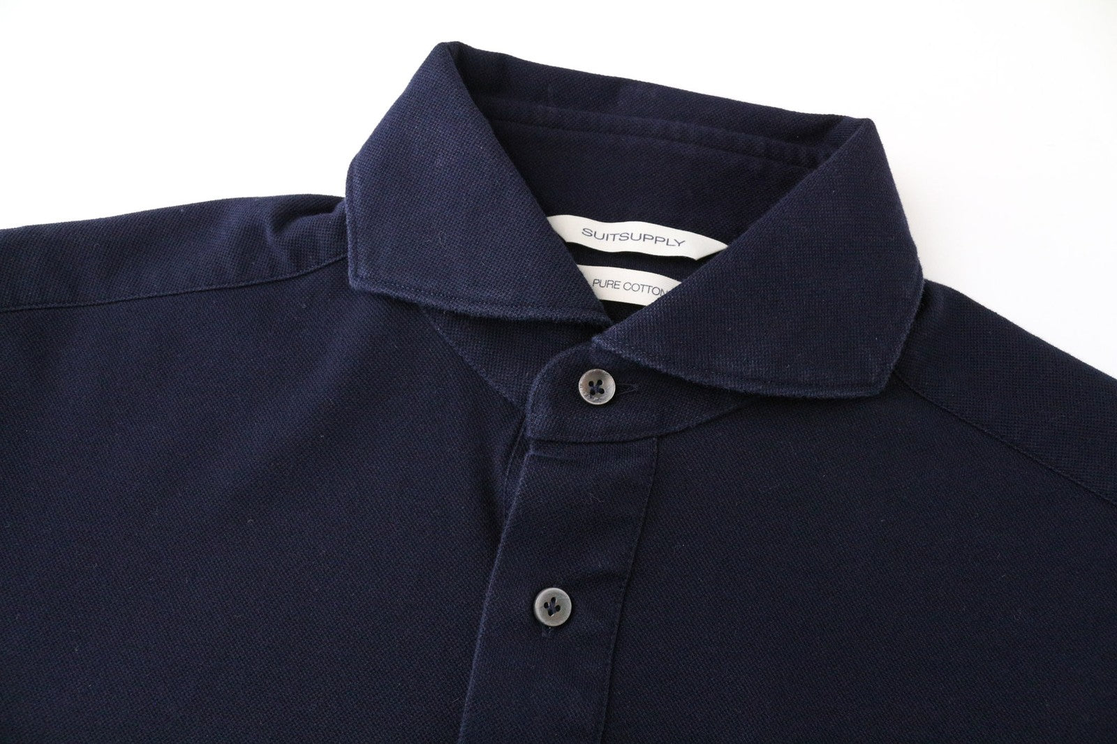 SUITSUPPLY Men's Shirt 37/38/14 1/2 Dark Blue Polo Cotton Extra Slim