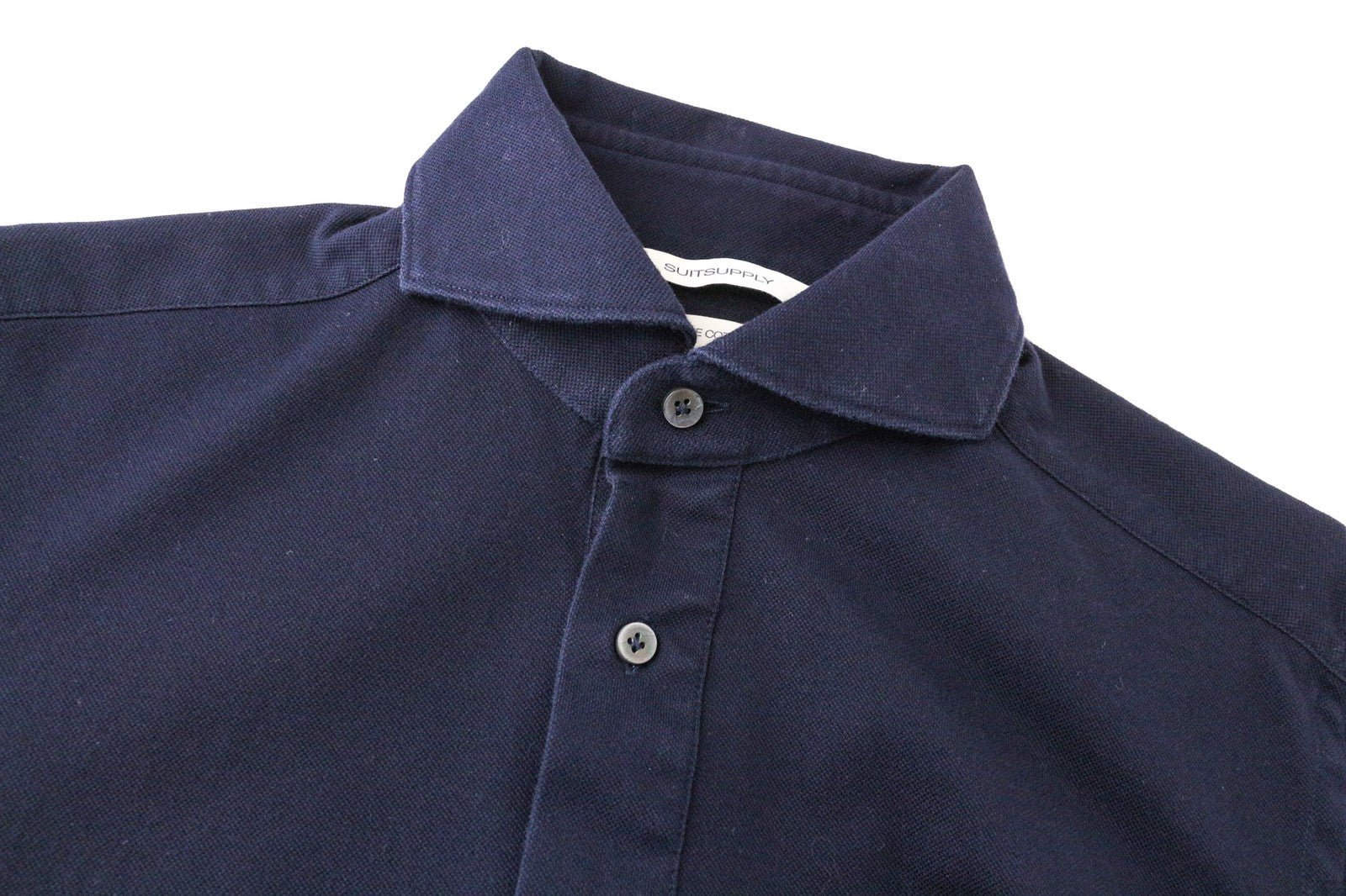 SUITSUPPLY Men's Shirt 37/38/14 1/2 Dark Blue Polo Cotton Extra Slim