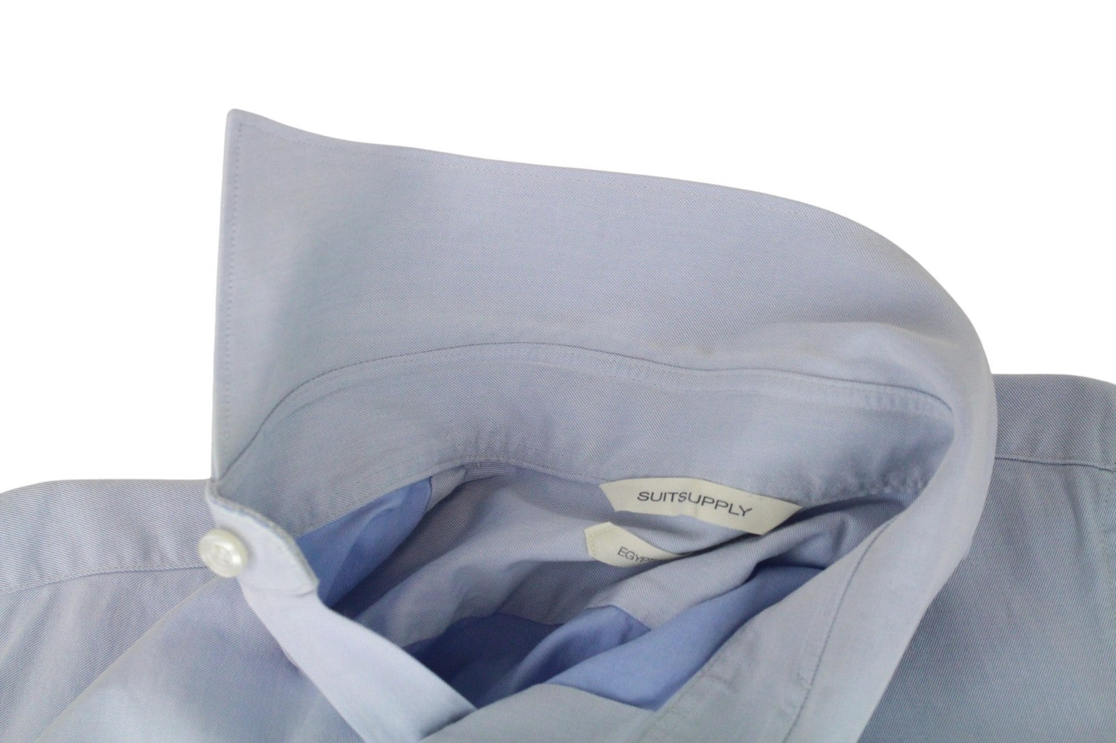 SUITSUPPLY Men's Formal Shirt ~2XS Light Blue Cutaway Egyptian Cotton Slim Fit