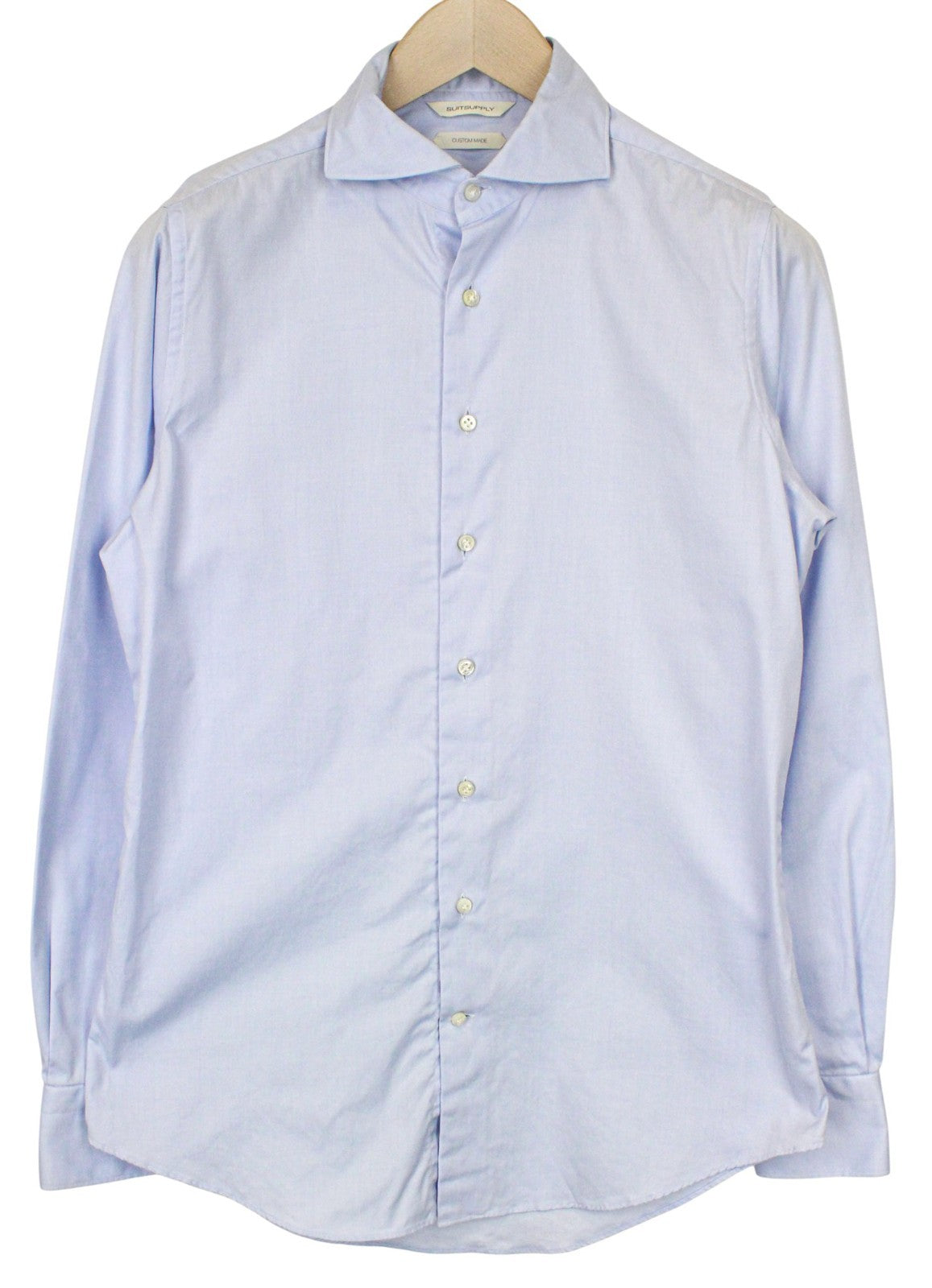 SUITSUPPLY Men's Formal Shirt 39/15 1/2 Light Blue Extra Slim Cotton Cutaway