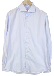 SUITSUPPLY Men's Formal Shirt 41/16 Blue Striped Cotton Try On Extra Slim Cut