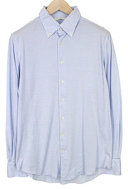 SUITSUPPLY Men's Formal Shirt ~M Blue Melange Cotton Jersey Extra Slim Fit