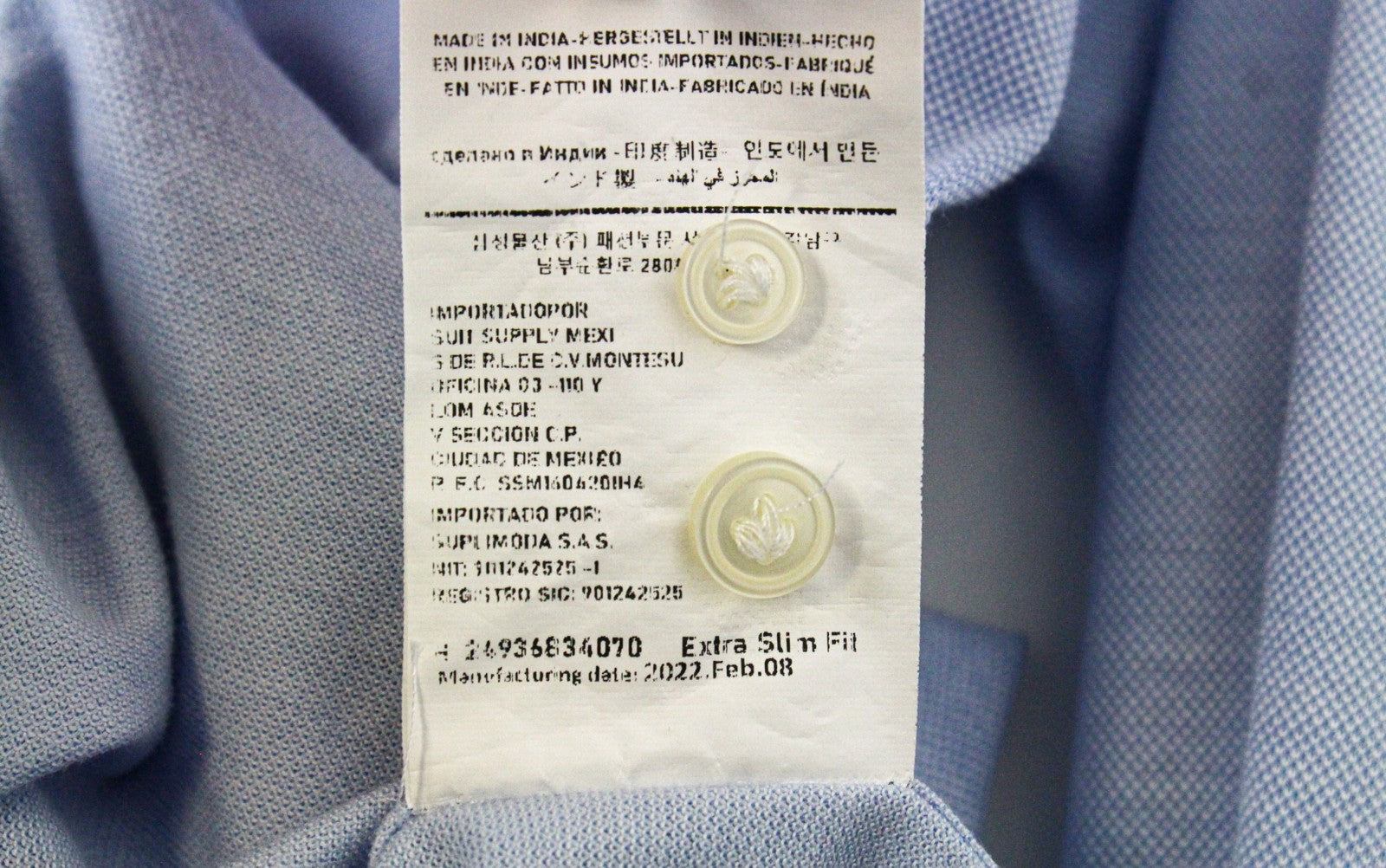 SUITSUPPLY Men's Formal Shirt ~M Blue Melange Cotton Jersey Extra Slim Fit