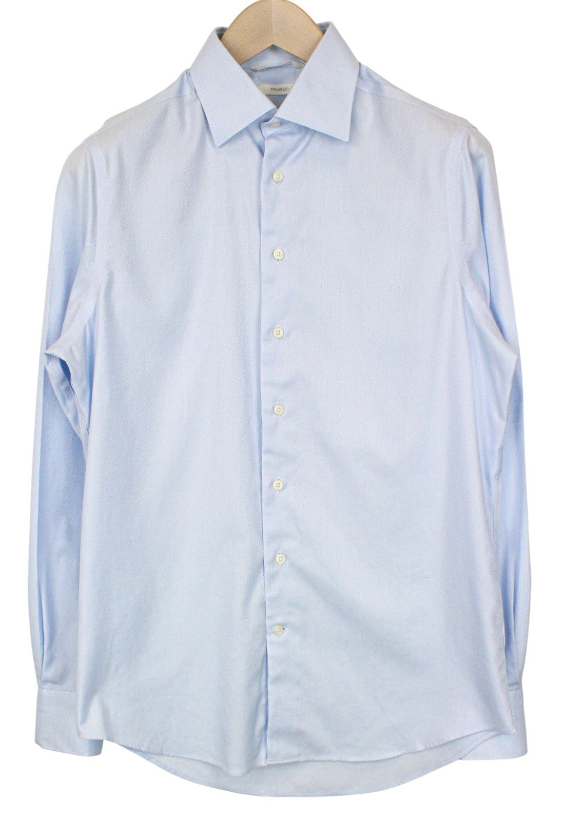 SUITSUPPLY Men's Formal Shirt 38/15 Light Blue Cotton Slim Fit Melange Design