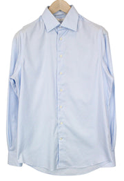 SUITSUPPLY Men's Formal Shirt 38/15 Light Blue Cotton Slim Fit Melange Design