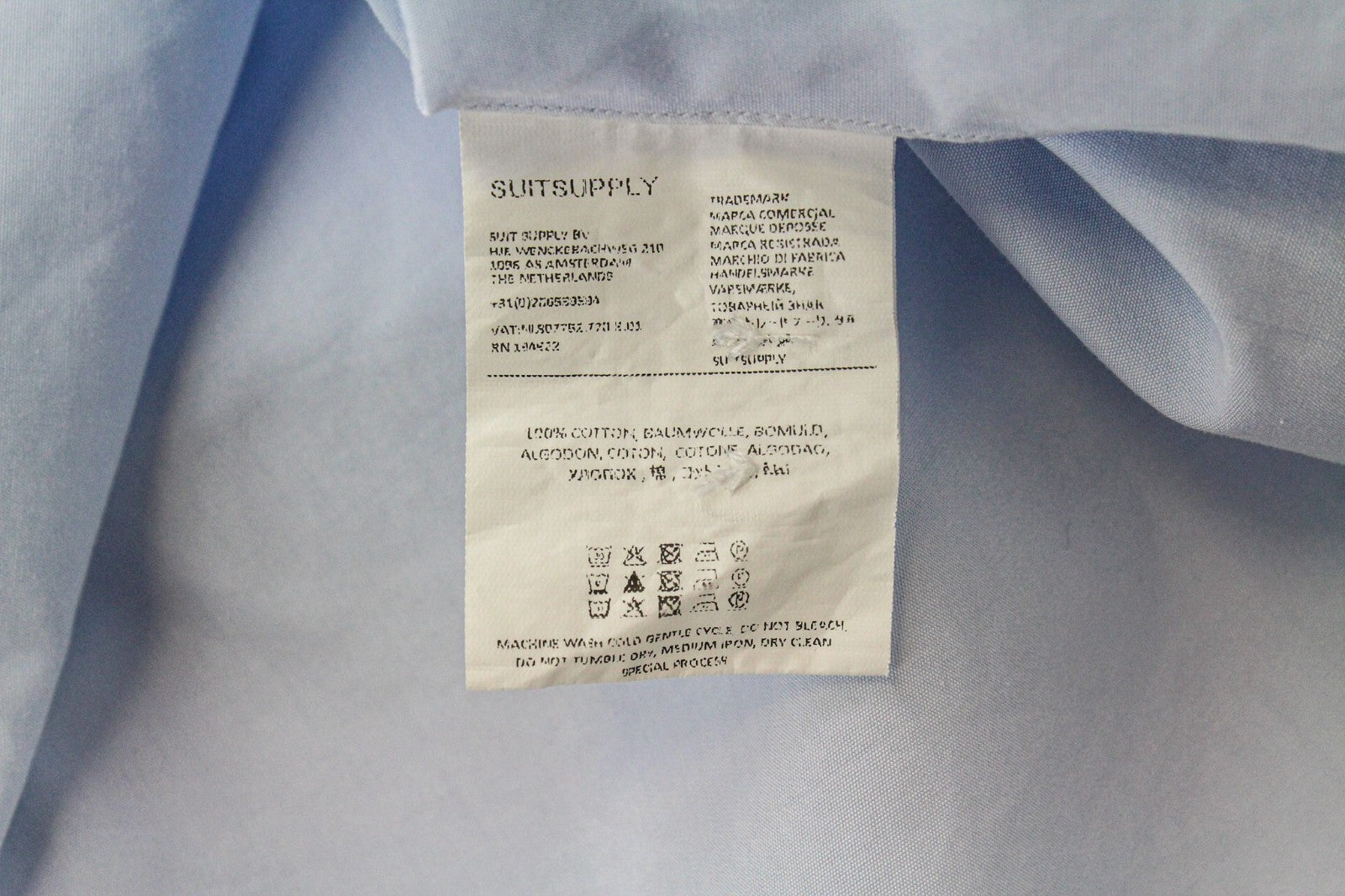 SUITSUPPLY Men's Formal Shirt ~XS Light Blue Cotton Extra Slim Classic Fit