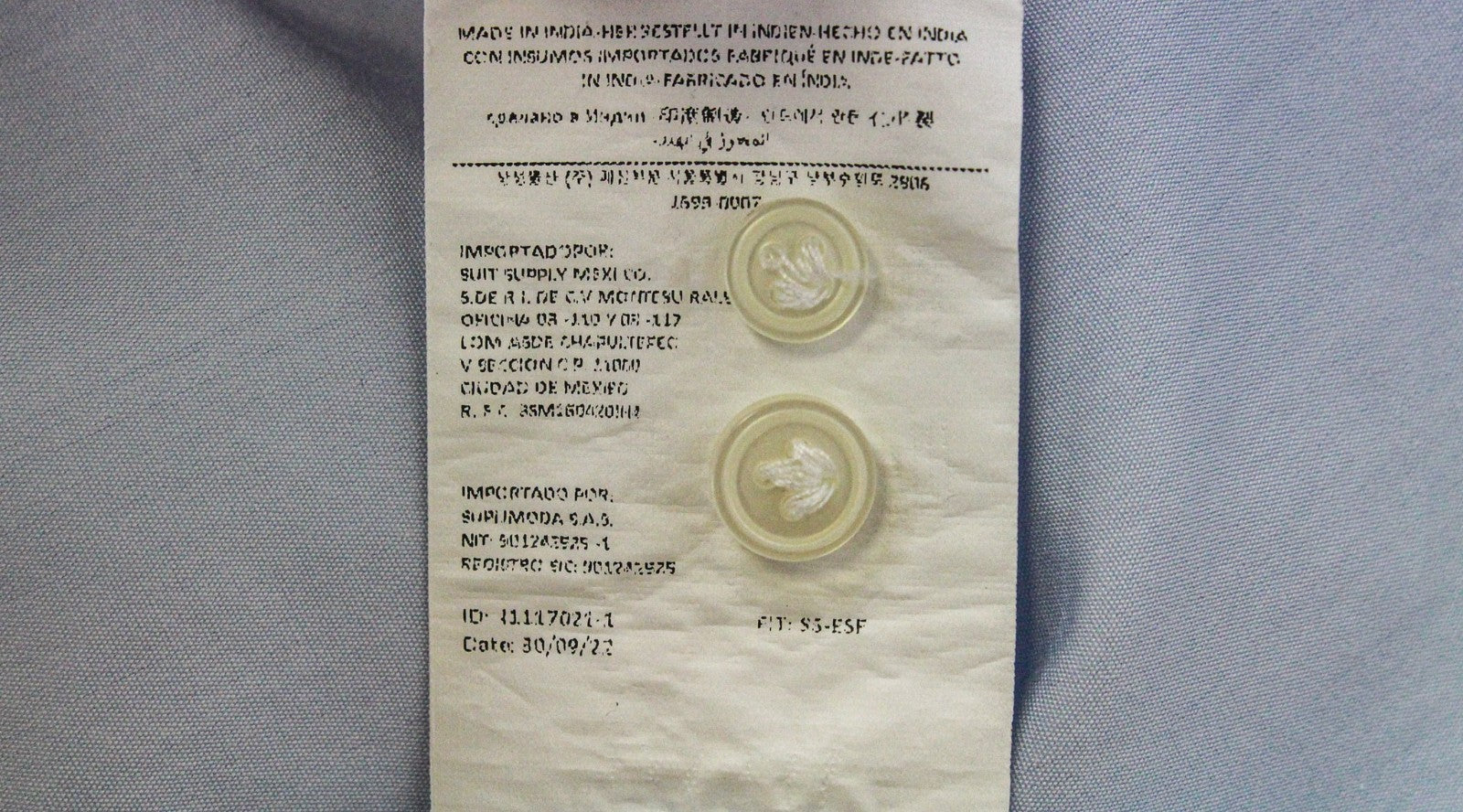 SUITSUPPLY Men's Formal Shirt ~XS Light Blue Cotton Extra Slim Classic Fit