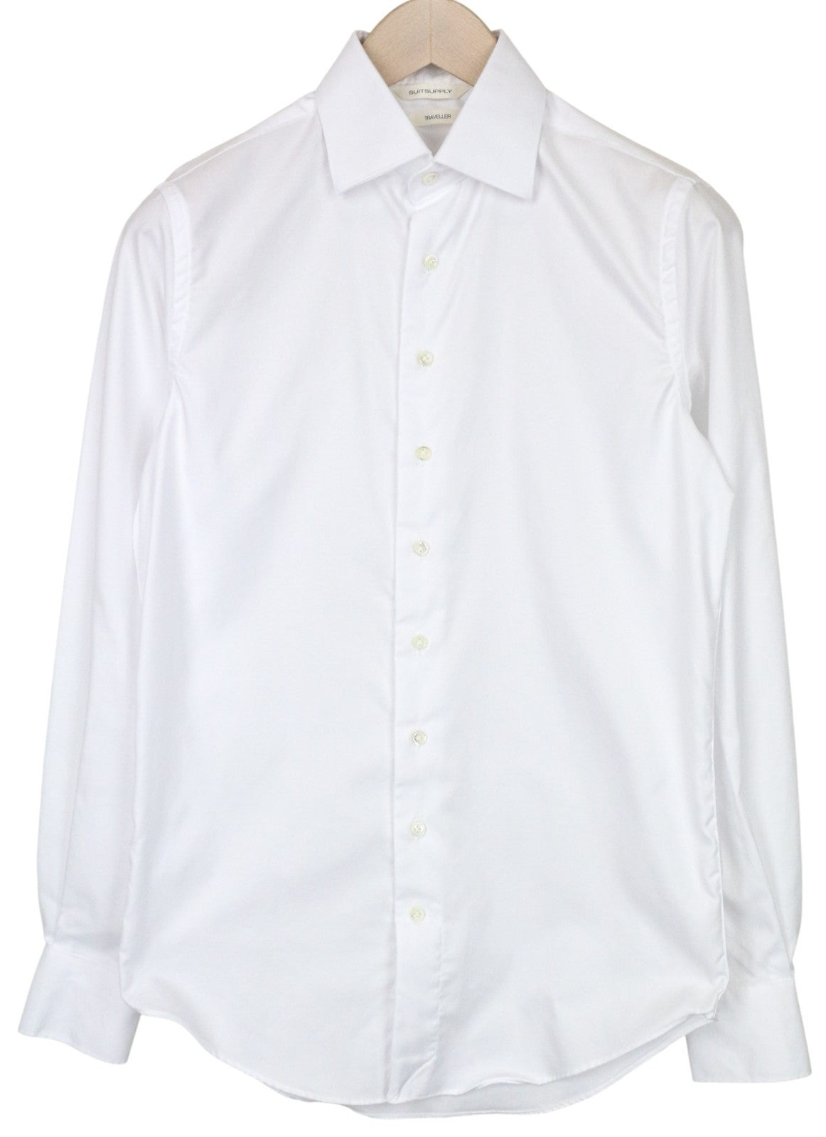 SUITSUPPLY Men's Formal Shirt 37 Traveller White Slim Pure Cotton Classic Cut