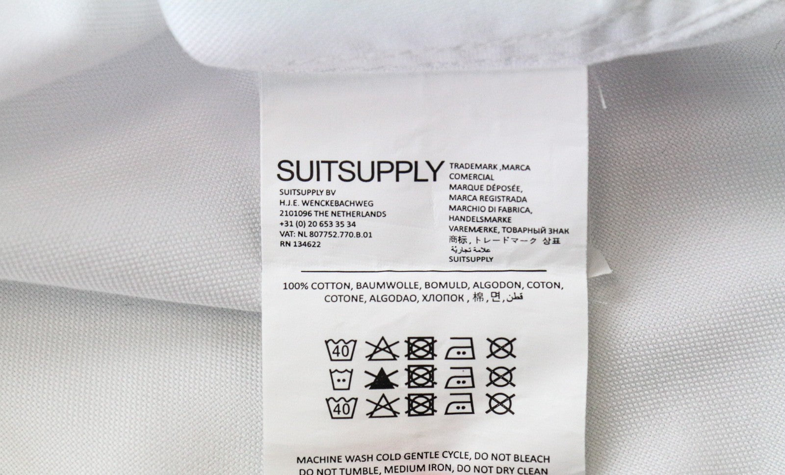 SUITSUPPLY Men's Formal Shirt 37 Traveller White Slim Pure Cotton Classic Cut