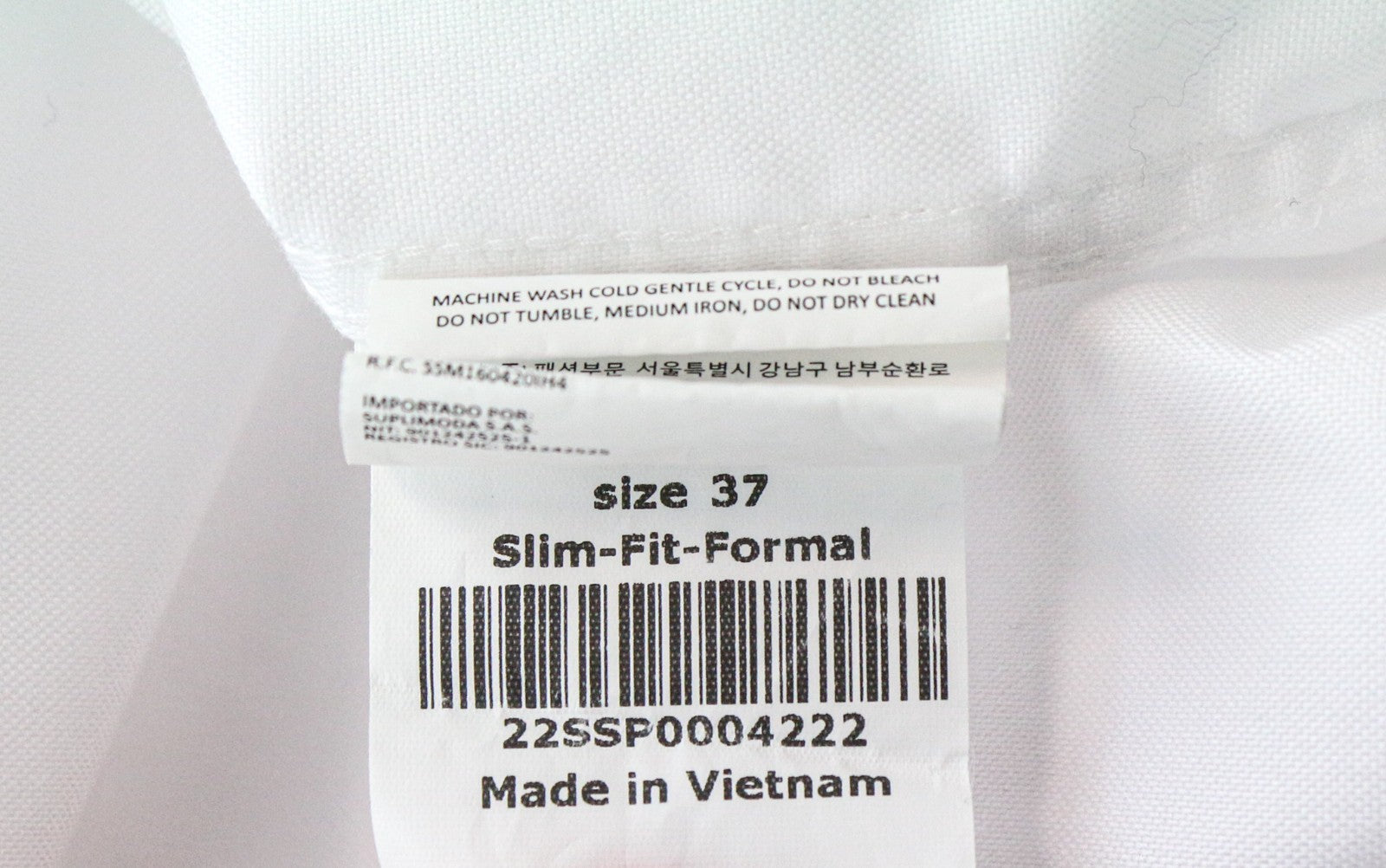 SUITSUPPLY Men's Formal Shirt 37 Traveller White Slim Pure Cotton Classic Cut