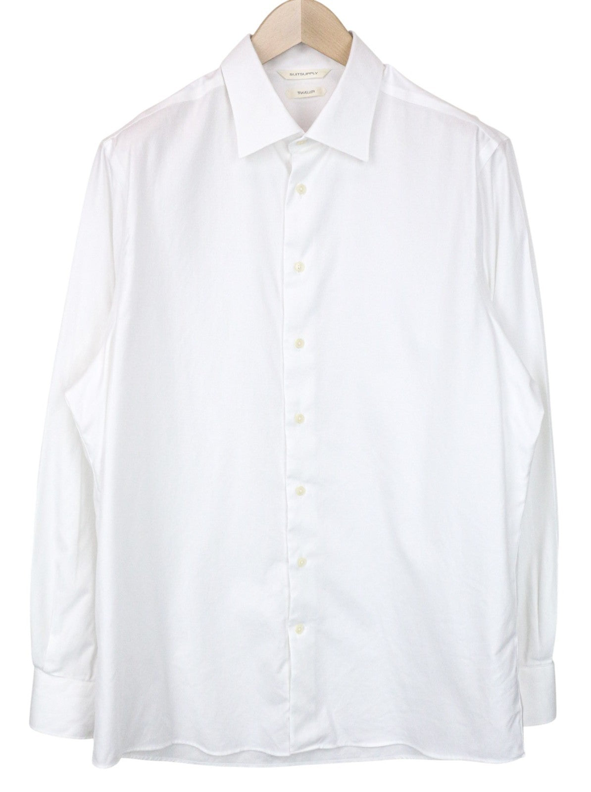 SUITSUPPLY Men's Formal Shirt 43/17 White Slim Fit Traveller Pure Cotton