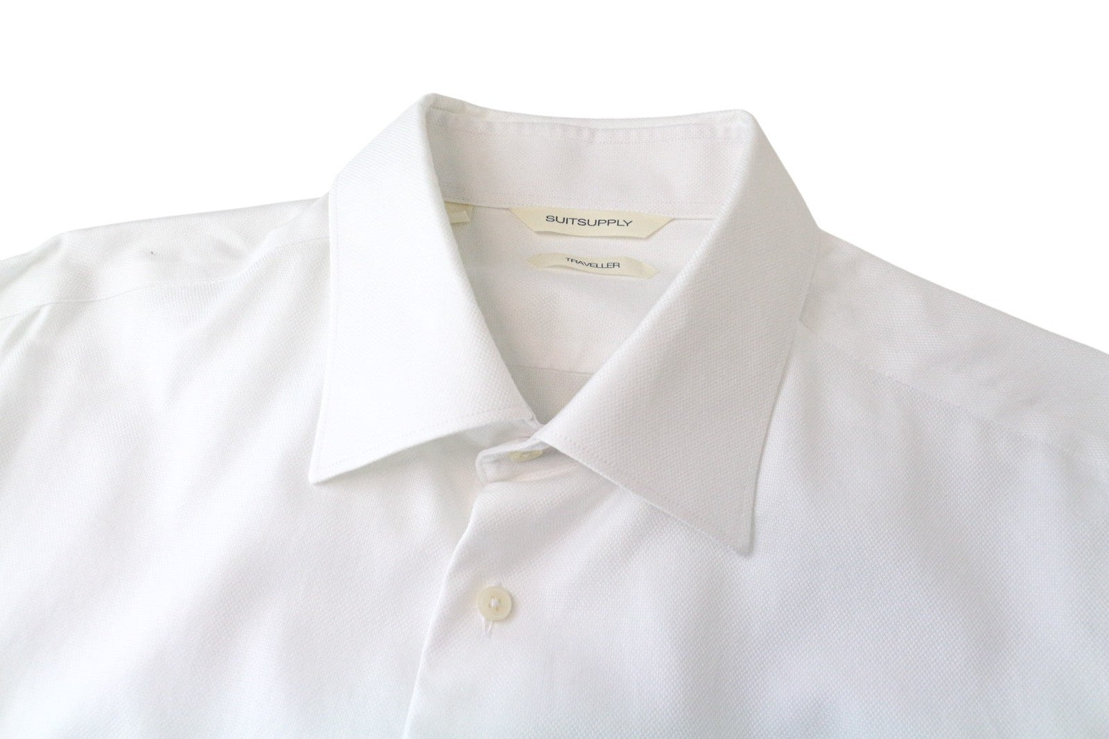 SUITSUPPLY Men's Formal Shirt 43/17 White Slim Fit Traveller Pure Cotton