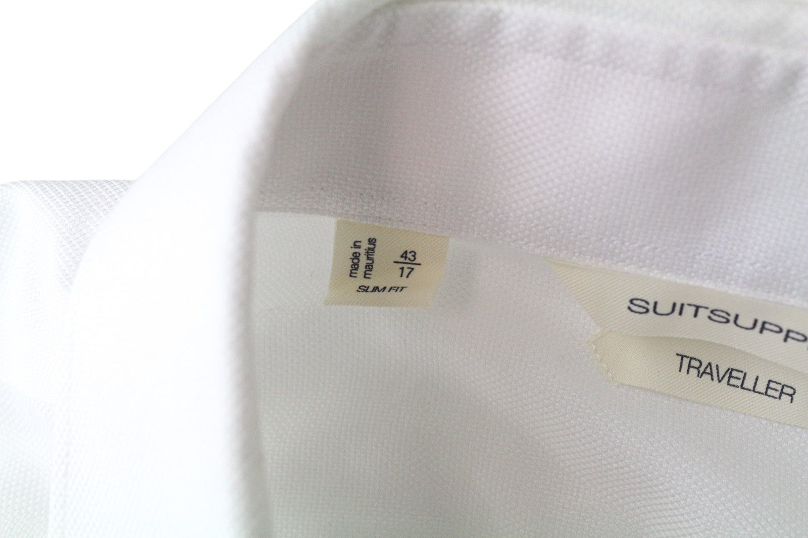 SUITSUPPLY Men's Formal Shirt 43/17 White Slim Fit Traveller Pure Cotton