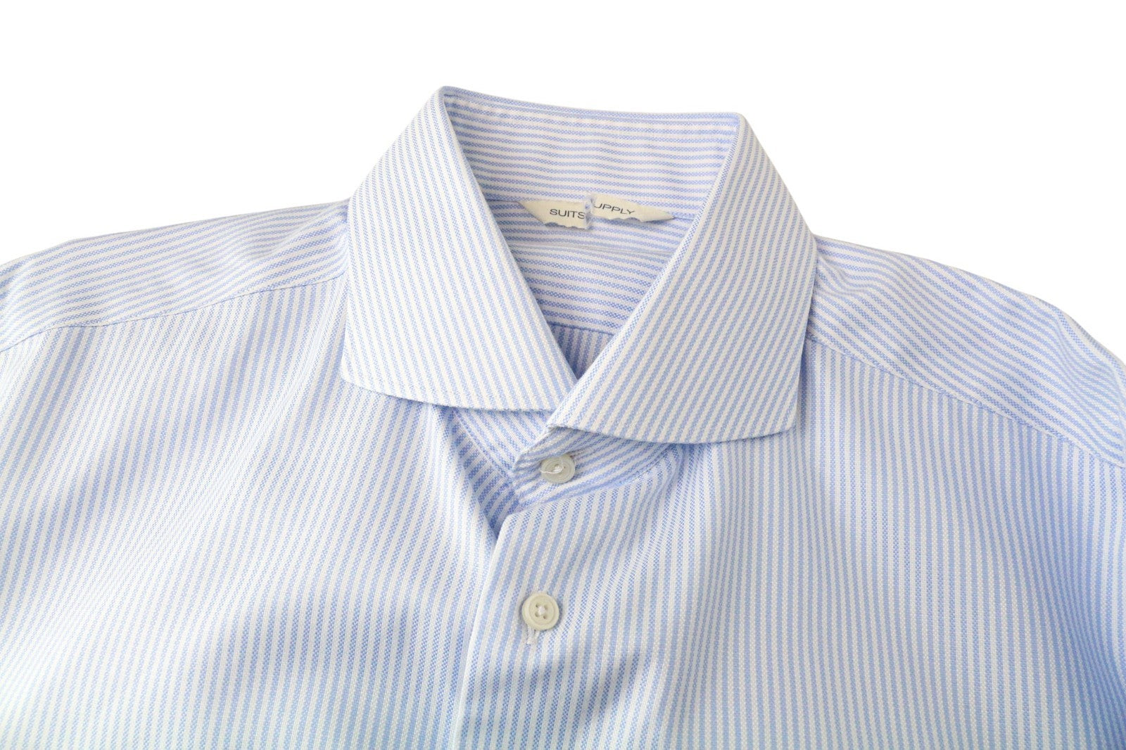 SUITSUPPLY Men's Formal Shirt 41L/16L Blue Striped Cotton Extra Slim Try On